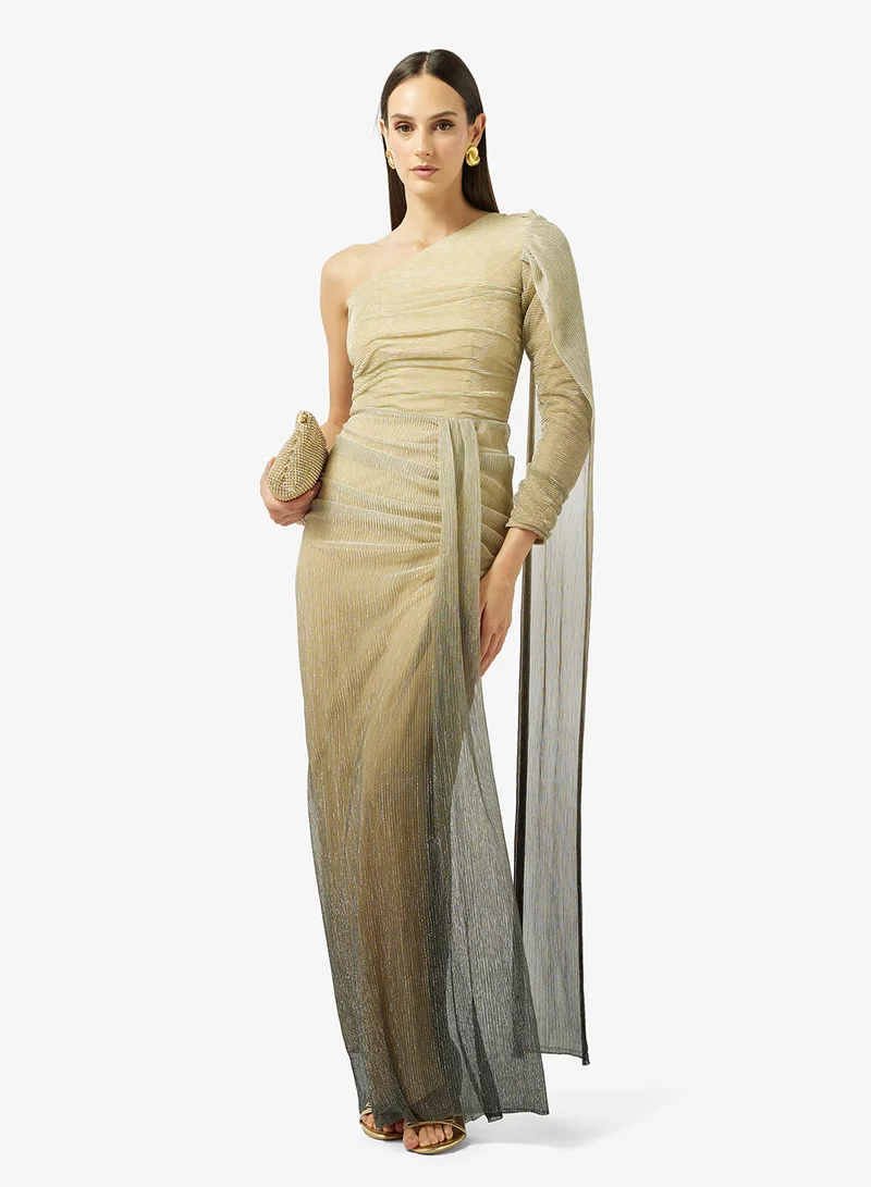Namshi x  Drape Shimmer Evening Gown With Trail for Women | Best Price UAE